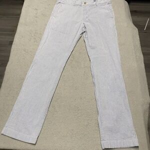 Vineyard Vines Pants Mens 33x32‎ Blue Striped Seersucker Slim Breaker Preppy